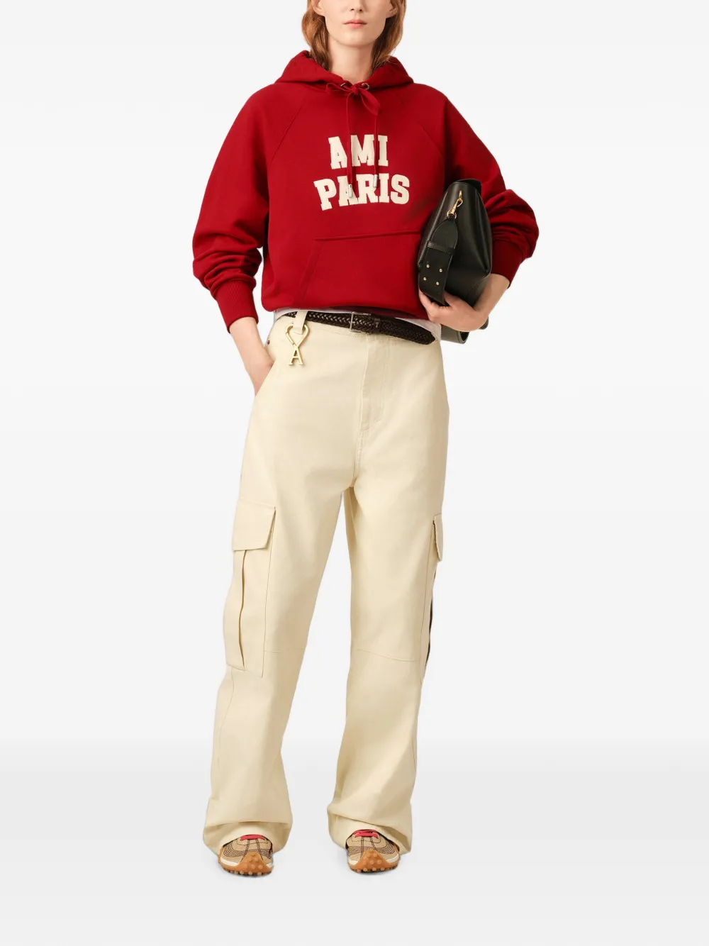 AMI Paris Katoenen hoodie met -borduurwerk Rood