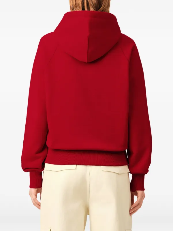 A♥　804545 AMI Paris logo-print raglan-sleeve Hoodie | Red | FARFETCH