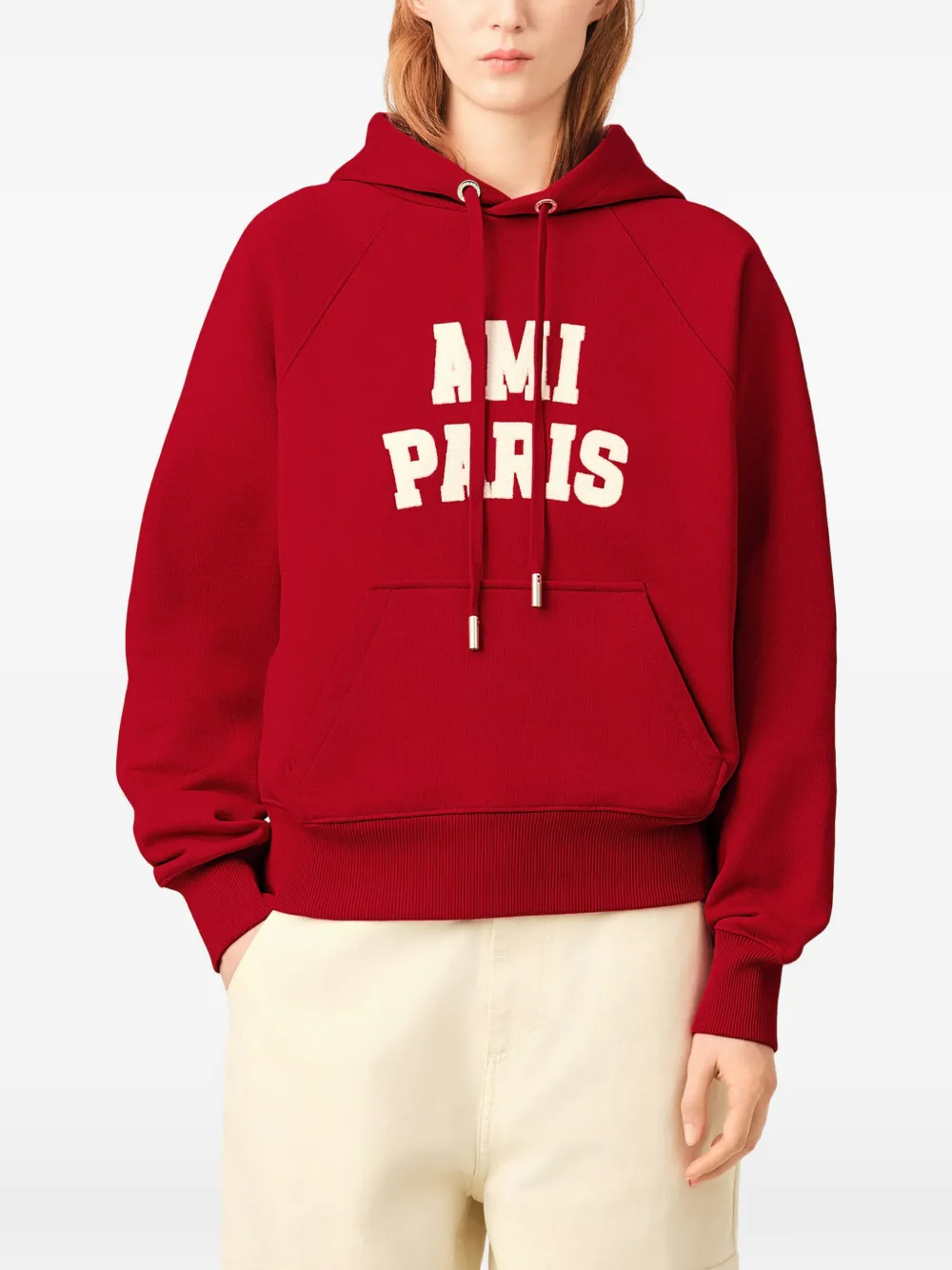 AMI Paris Katoenen hoodie met -borduurwerk Rood