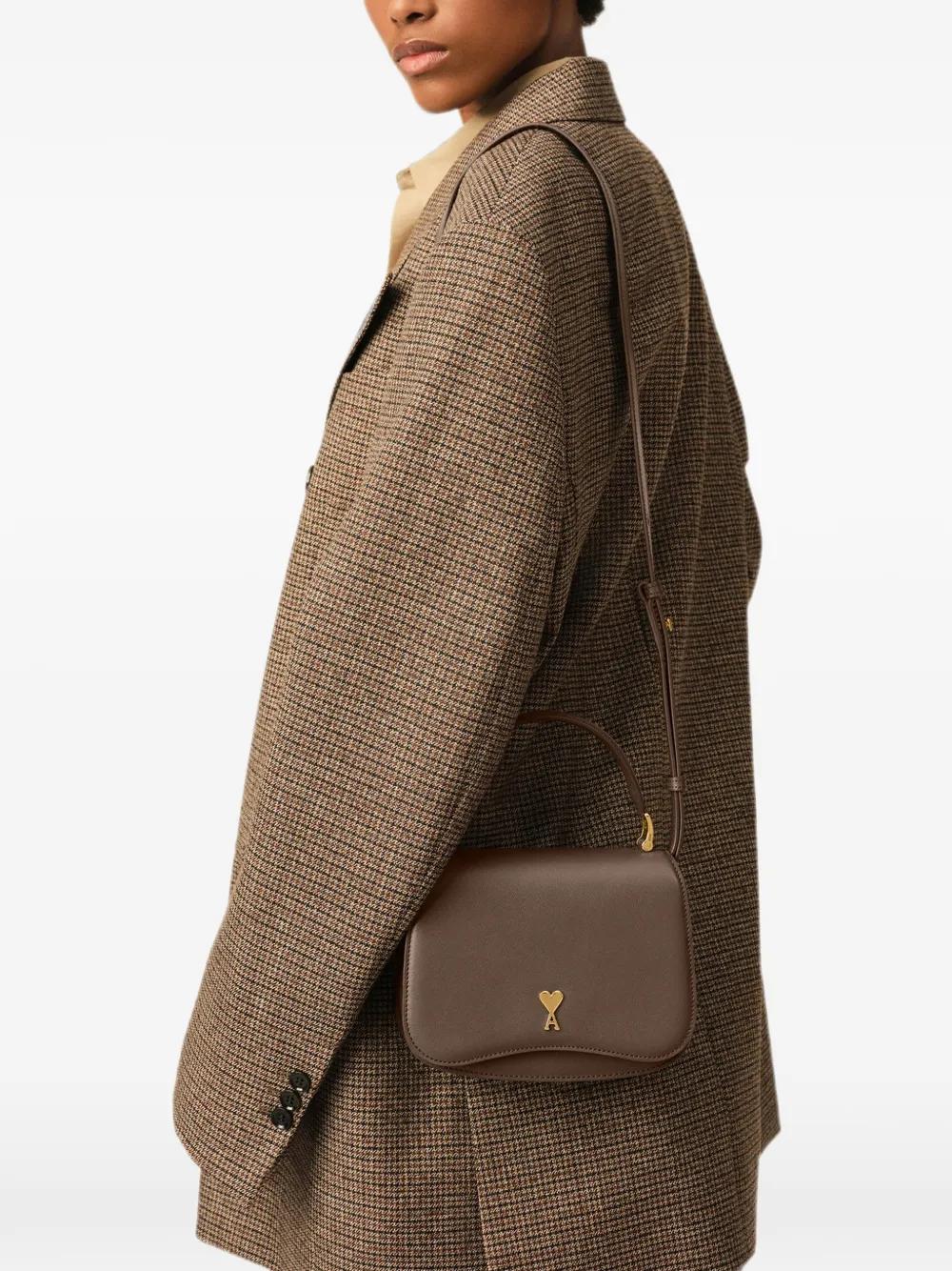 AMI Paris Leren Paris tas Bruin