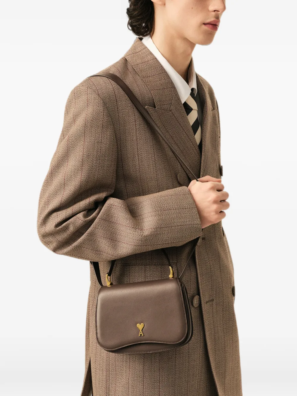 AMI Paris Leren Paris tas Bruin