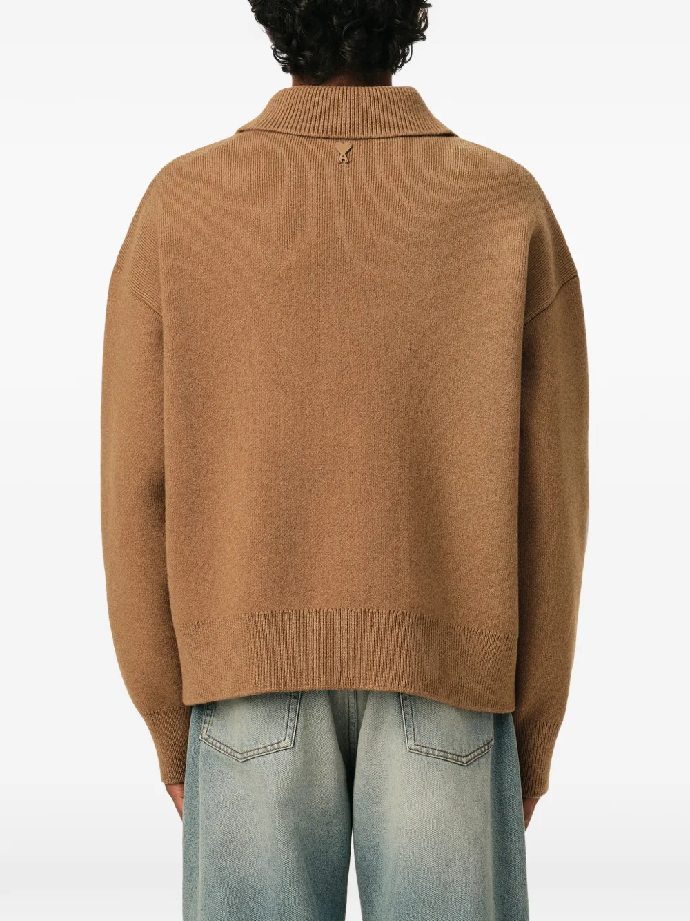 AMI Paris Wollen vest met overhemdkraag Bruin