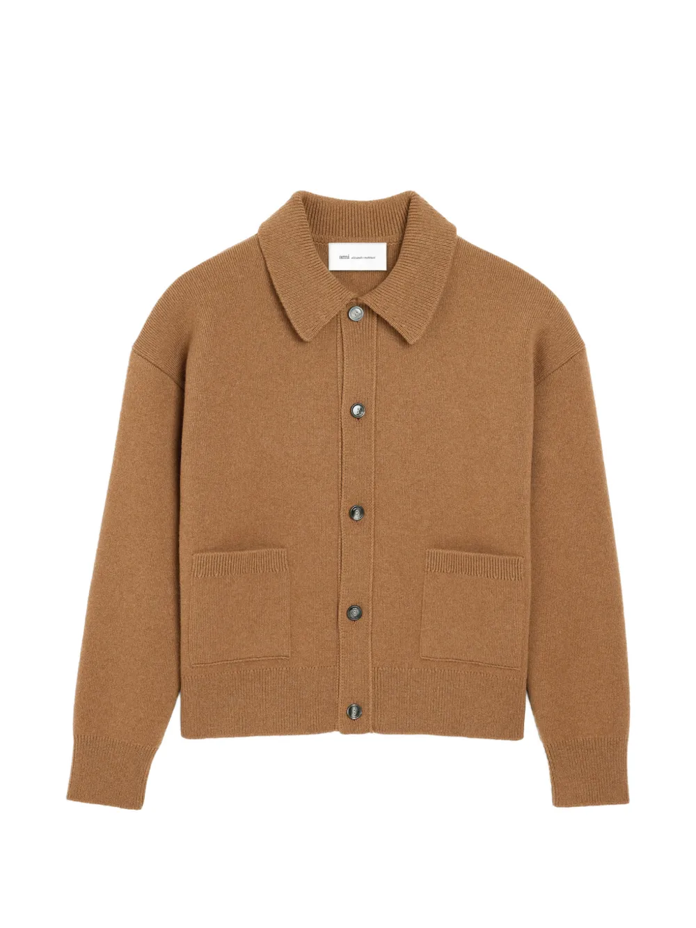 AMI Paris wool shirt collar cardigan - Brown