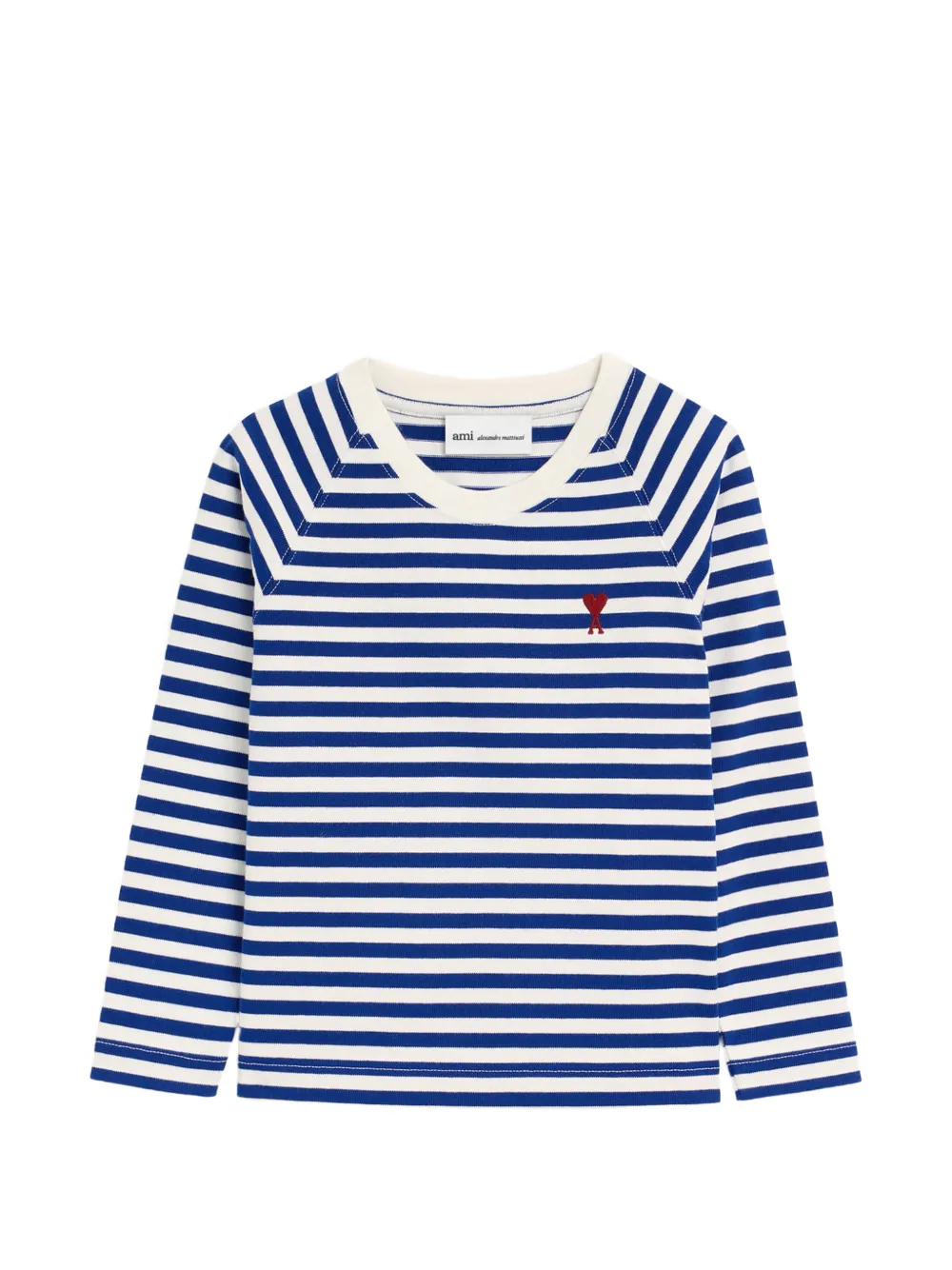 AMI Paris T-shirt Ami de Coeur in cotone a righe marinière - Blu