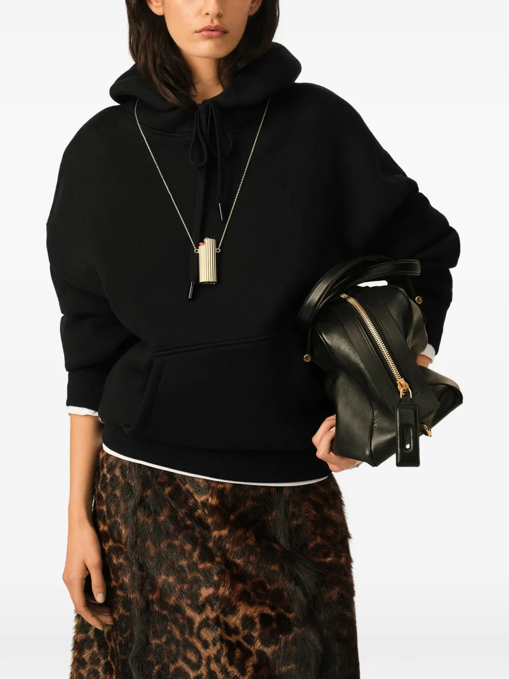 AMI Paris Katoenen hoodie met Ami de Coeur-reliëf Zwart