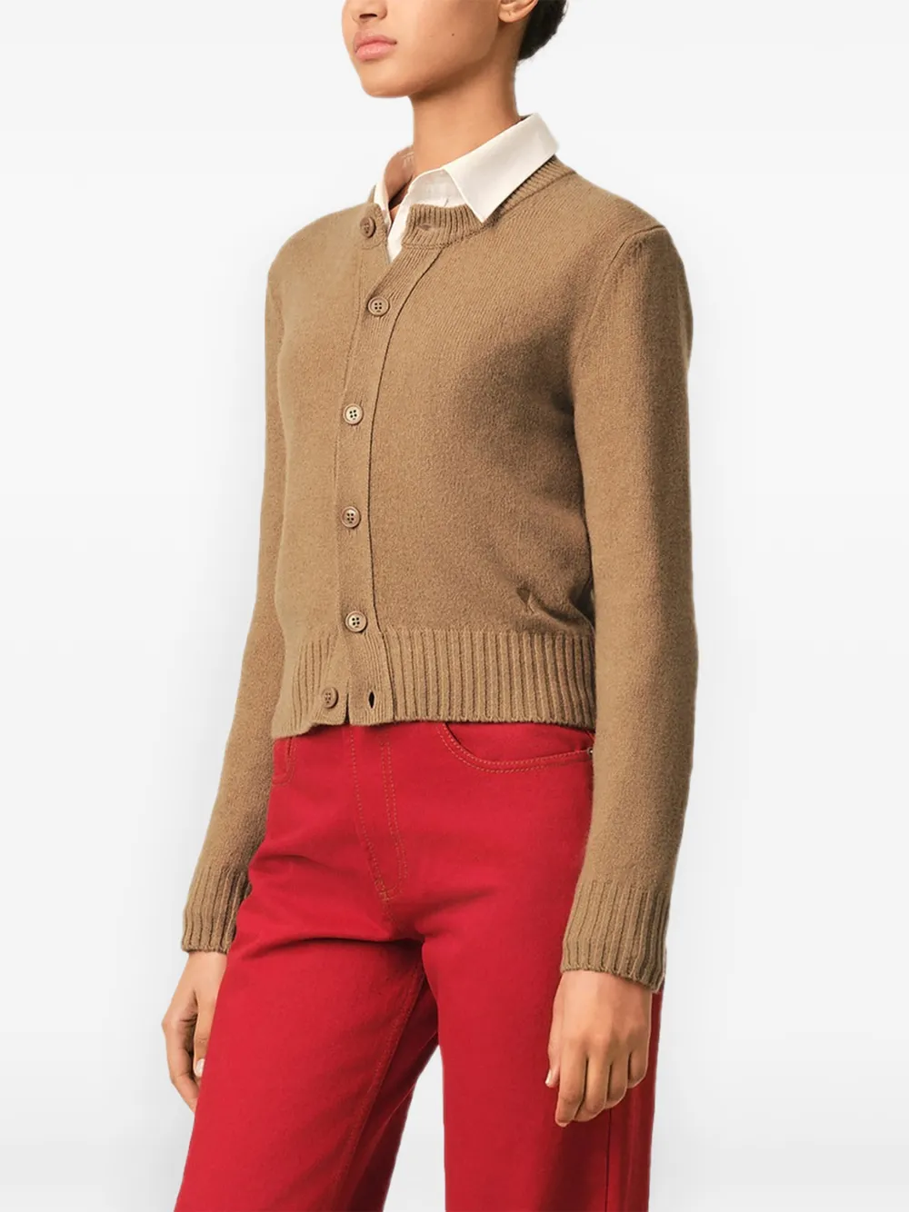 AMI Paris Kasjmier vest met Ami de Coeur en ronde hals Beige