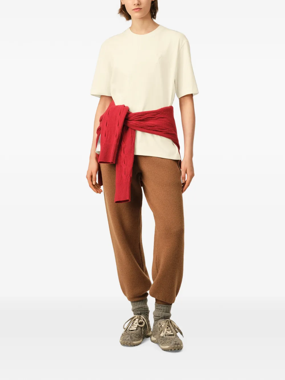 AMI Paris T-shirt met logo Beige