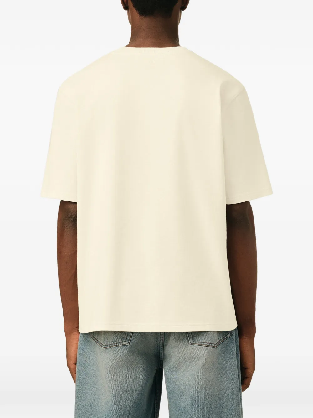 AMI Paris T-shirt met logo Beige