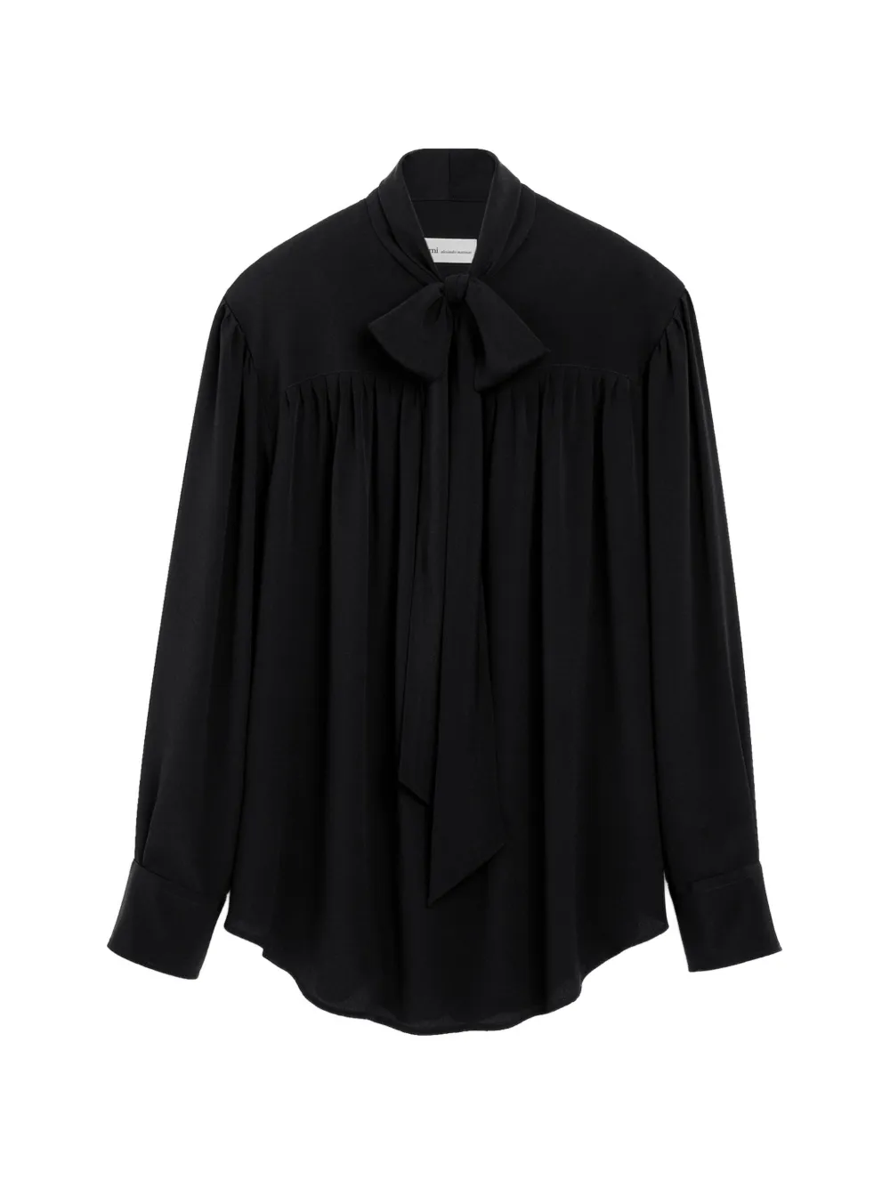 AMI Paris lavalliere silk-blend blouse - Black