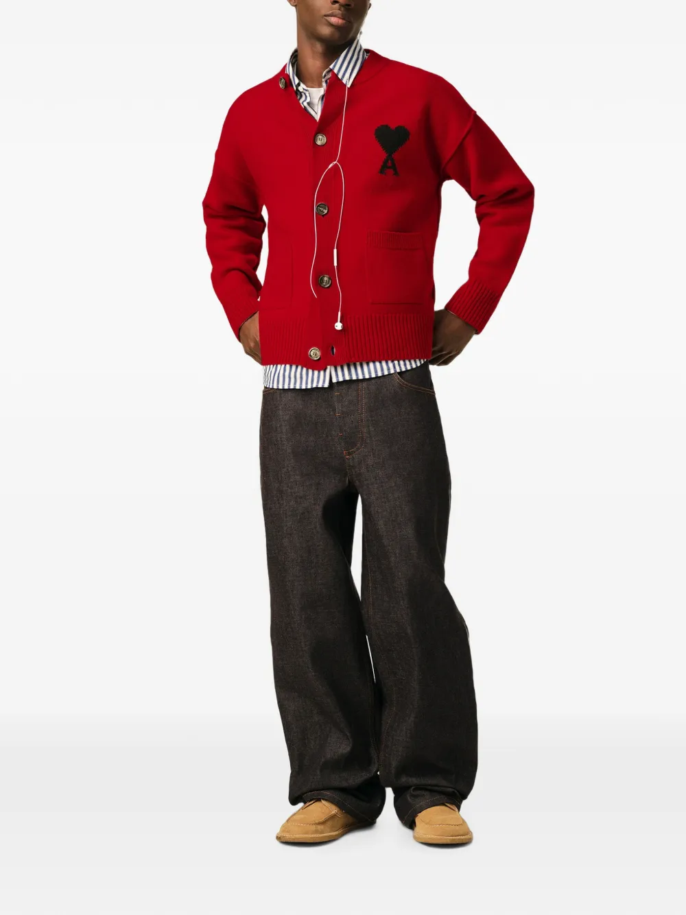 AMI Paris Wollen vest met Ami de Coeur Rood