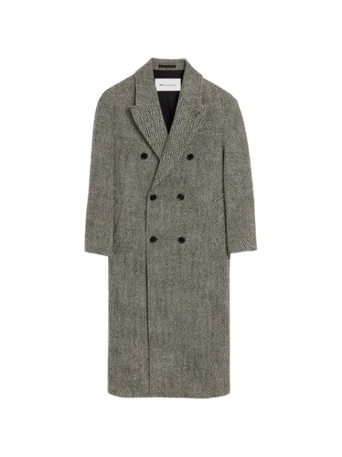 AMI Paris Long double breasted wool herringbone coat