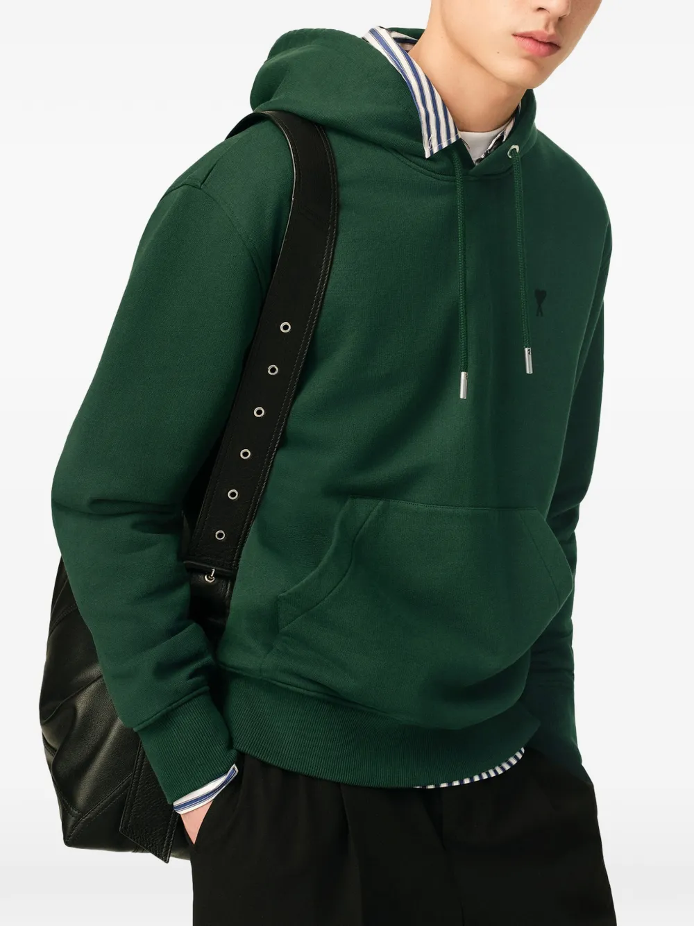 AMI Paris Katoenen hoodie met Ami de Coeur Groen