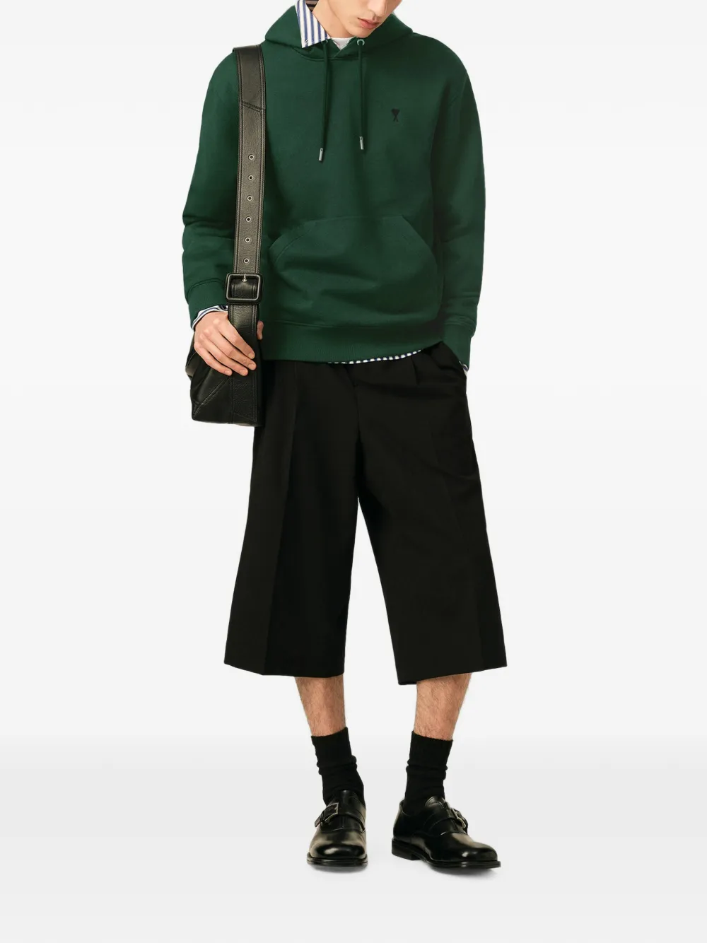 AMI Paris Katoenen hoodie met Ami de Coeur Groen