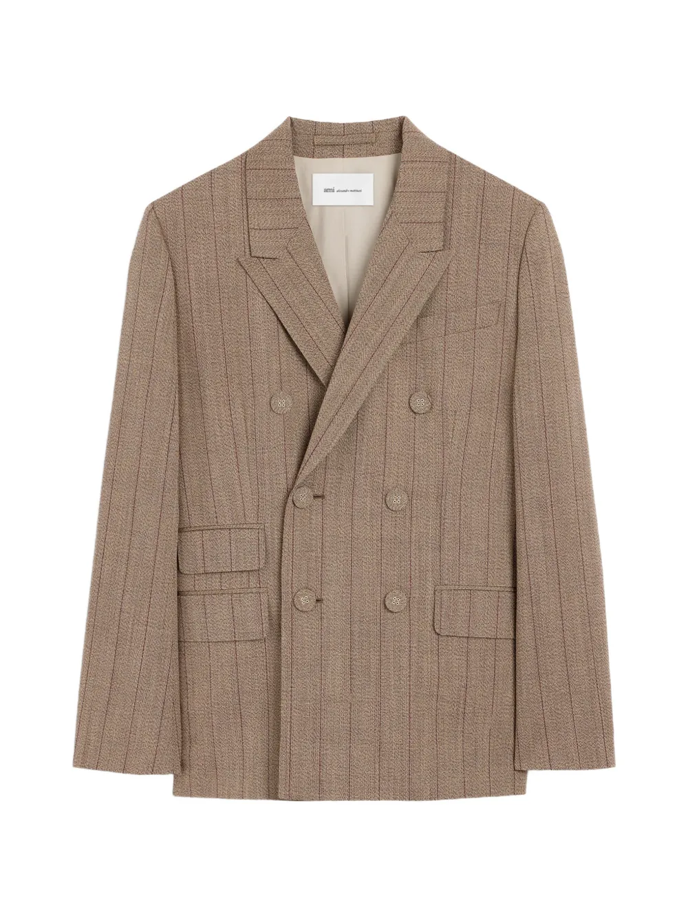 AMI Paris Blazer doppiopetto in lana a righe - Marrone