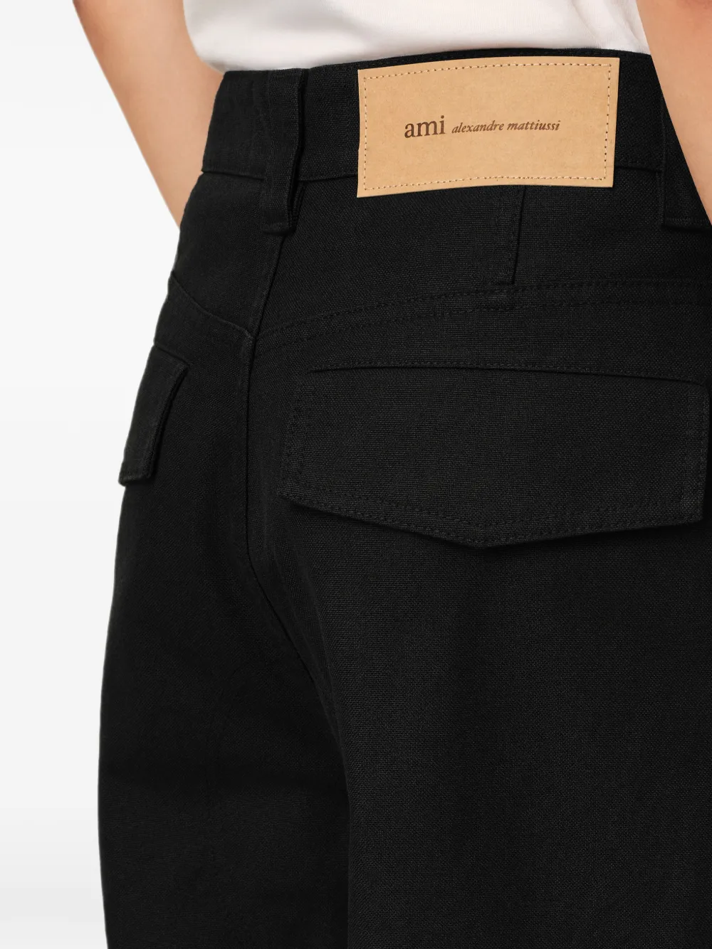 AMI Paris Baggy-fit katoenen broek Zwart