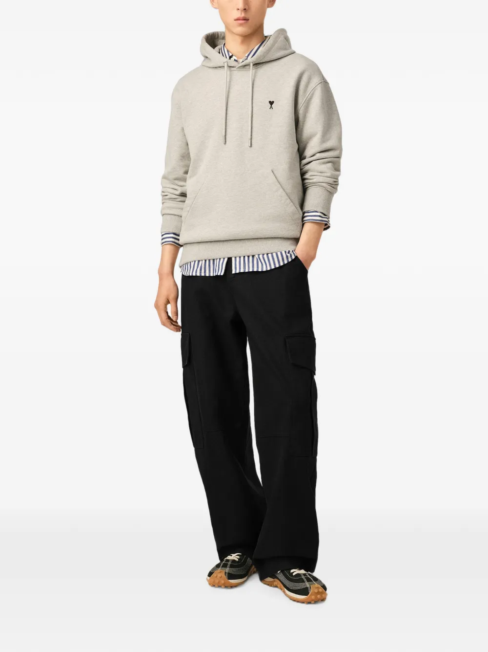 AMI Paris Baggy-fit katoenen broek Zwart