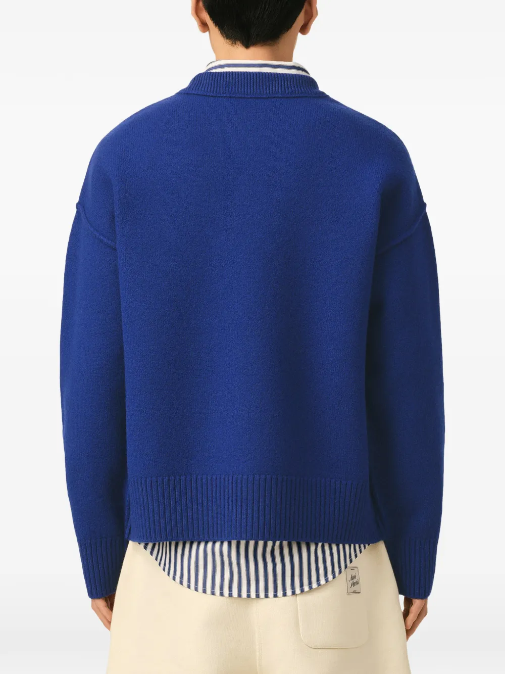 AMI Paris Wollen trui met ronde hals en Ami de Coeur Blauw