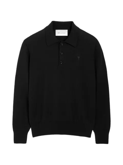 AMI Paris playera tipo polo de lana con Ami de Coeur