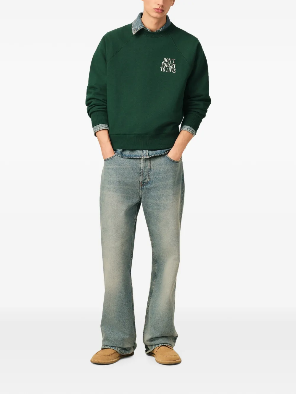 AMI Paris Katoenen sweater met tekst Groen