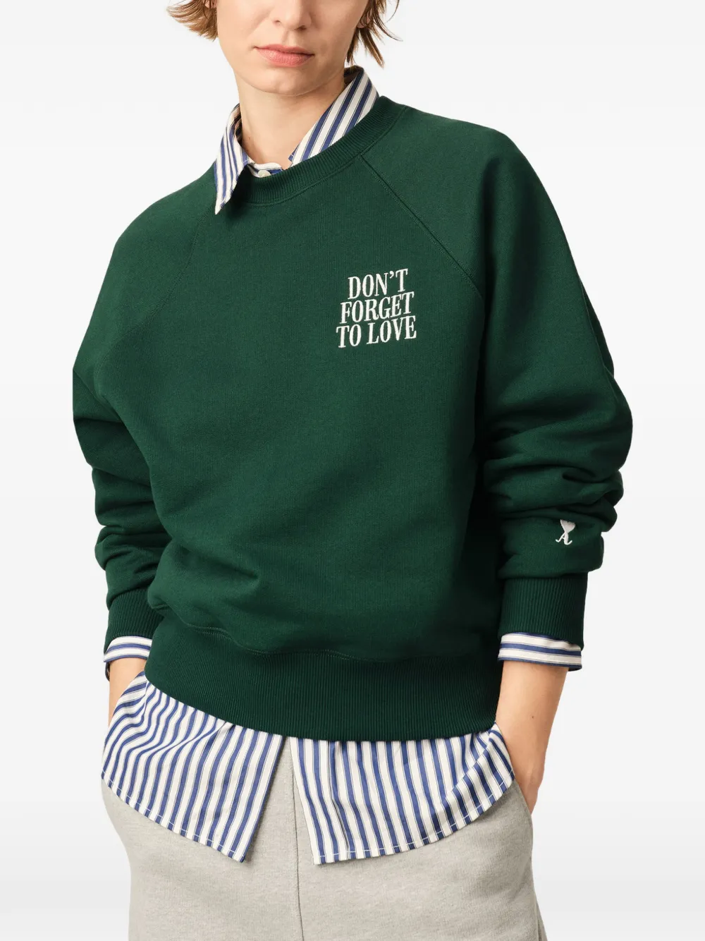 AMI Paris Katoenen sweater met tekst Groen