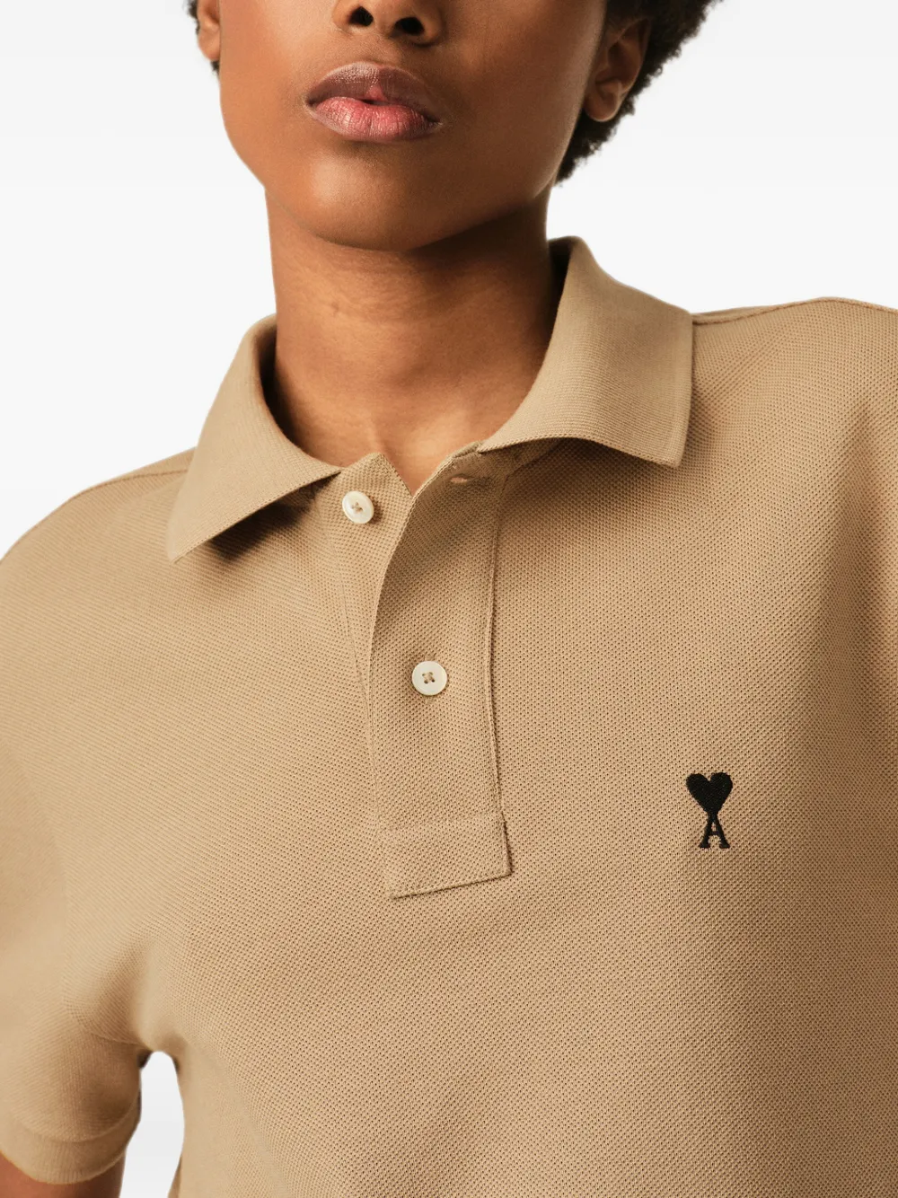 AMI Paris Katoenen poloshirt met Ami de Coeur Beige
