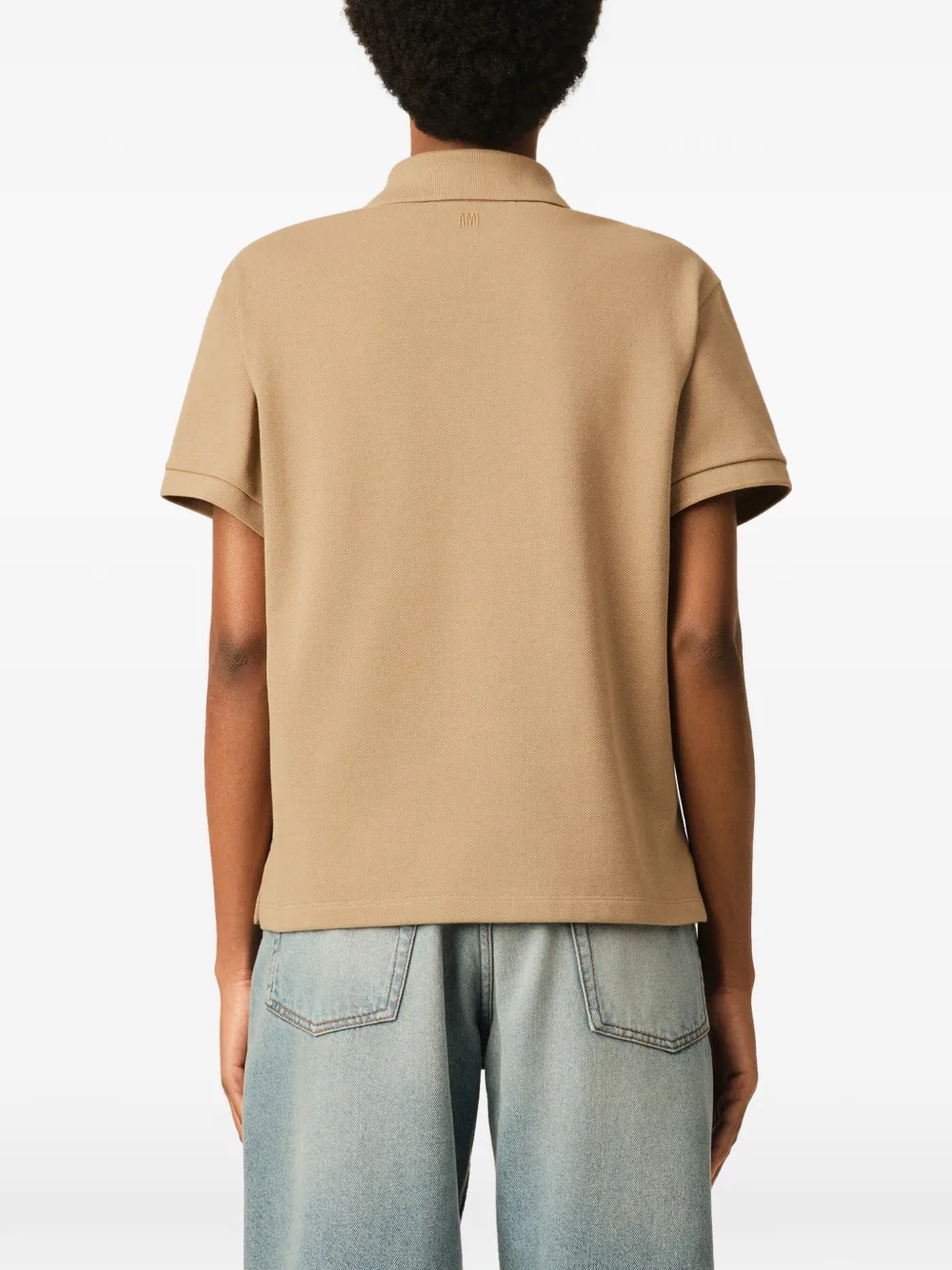 AMI Paris Katoenen poloshirt met Ami de Coeur Beige