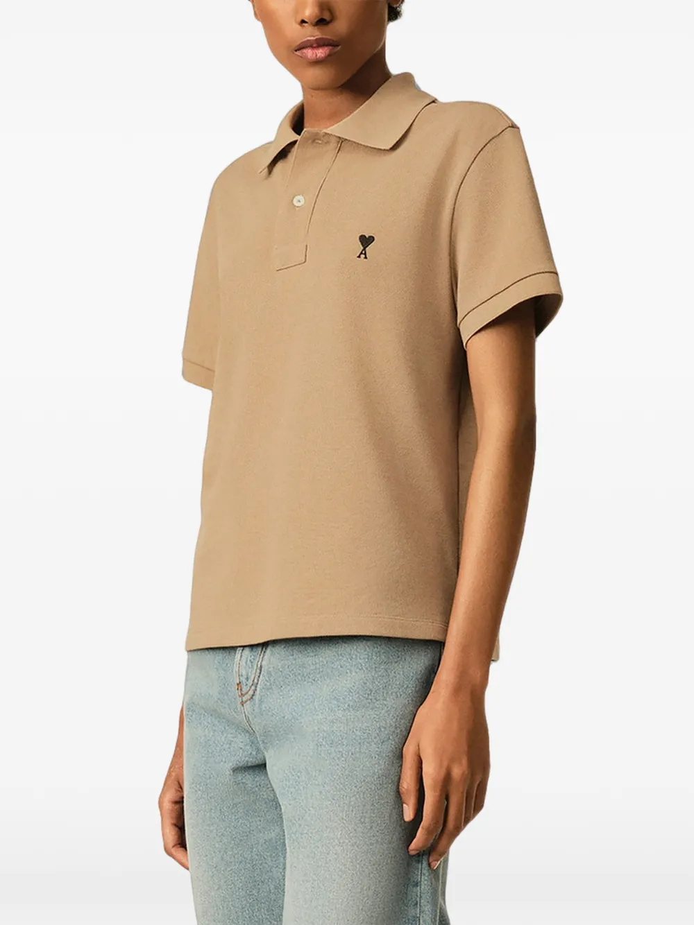 AMI Paris Katoenen poloshirt met Ami de Coeur Beige