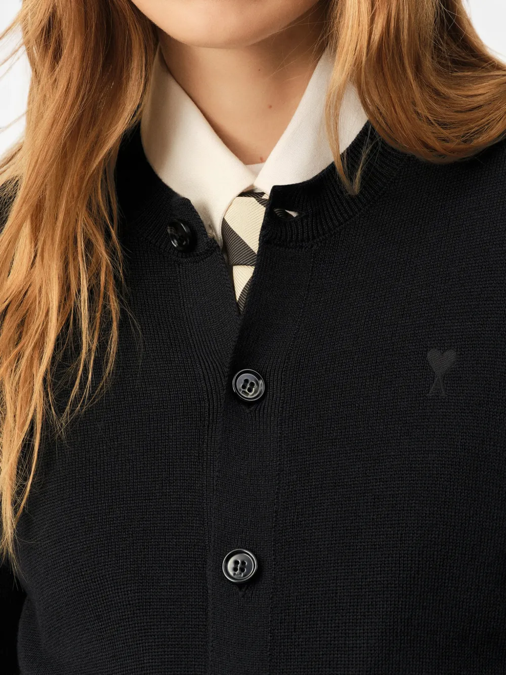 AMI Paris Ami de Coeur vest met ronde hals Zwart