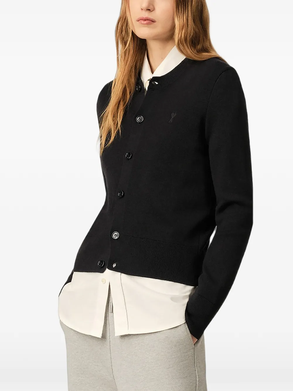 AMI Paris Ami de Coeur vest met ronde hals Zwart