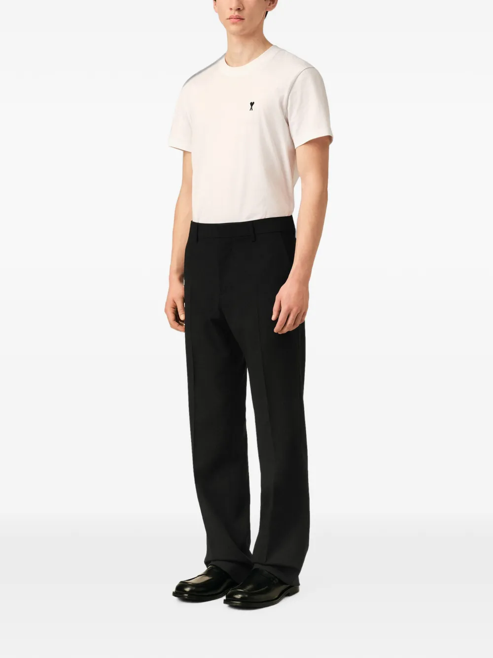 AMI Paris Wollen straight broek Zwart