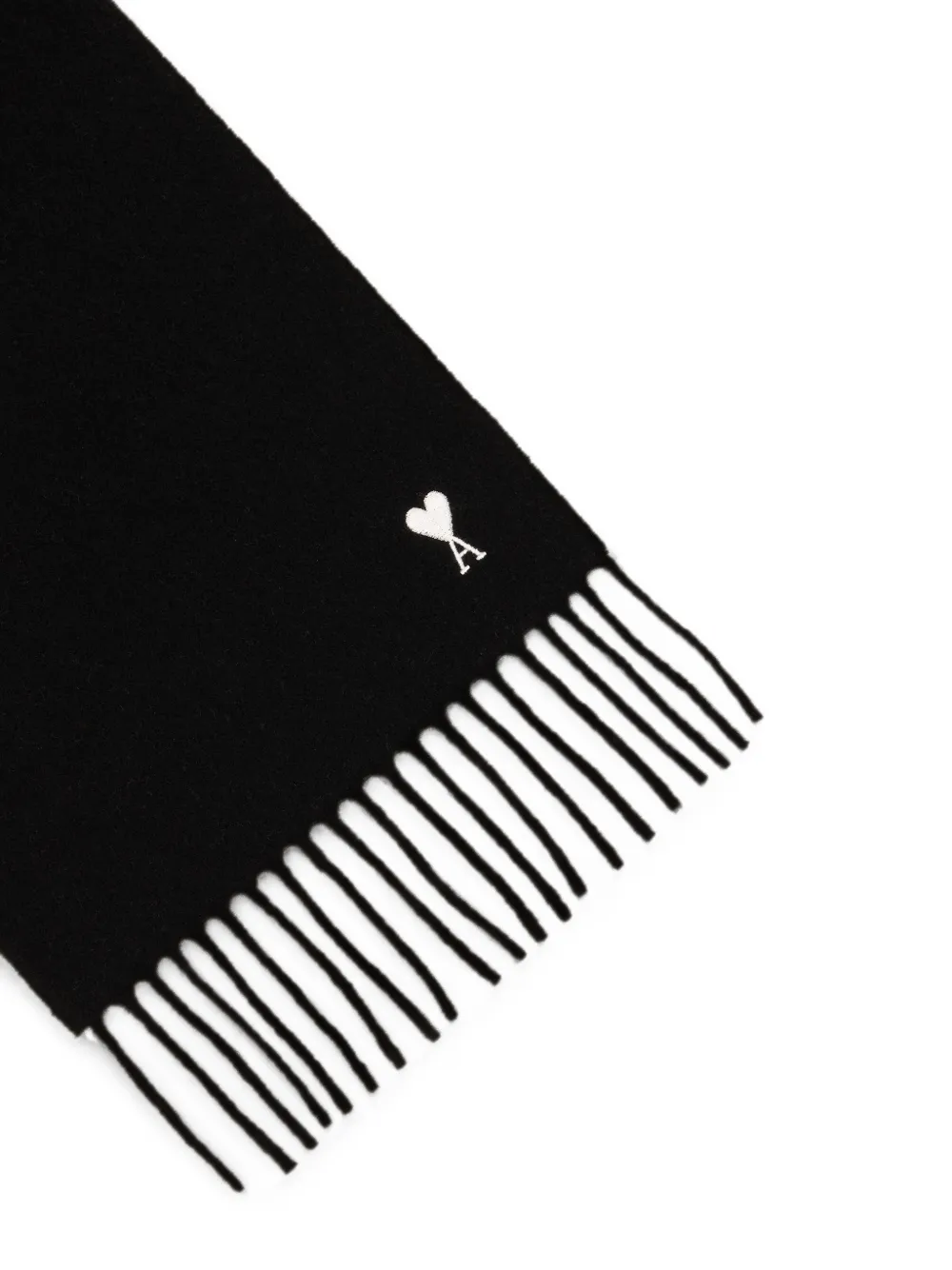 AMI Paris Black Wool Scarf With Ami De Coeur | Black | FARFETCH