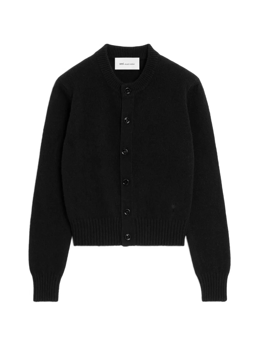 AMI Paris Cardigan Ami de Coeur girocollo in cashmere - Nero