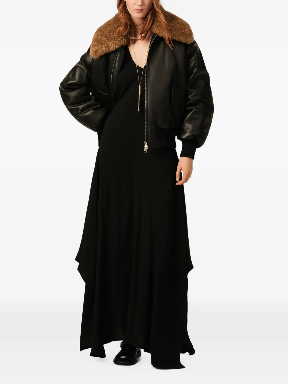 AMI Paris Maxi-jurk van zijdeblend Zwart
