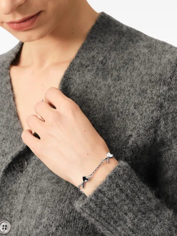 AMI Paris Brass Bracelet With Hammered Ami De Coeur | Silver