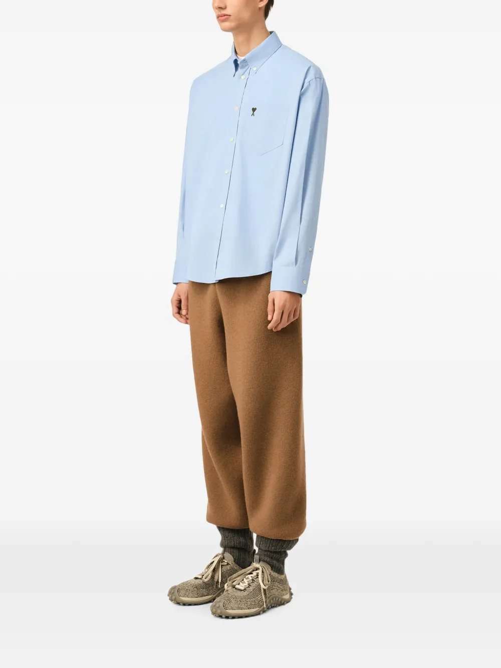 AMI Paris Boxy katoenen overhemd met Ami de Coeur Blauw