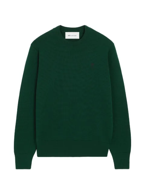 AMI Paris crewneck wool sweater with Ami de Coeur