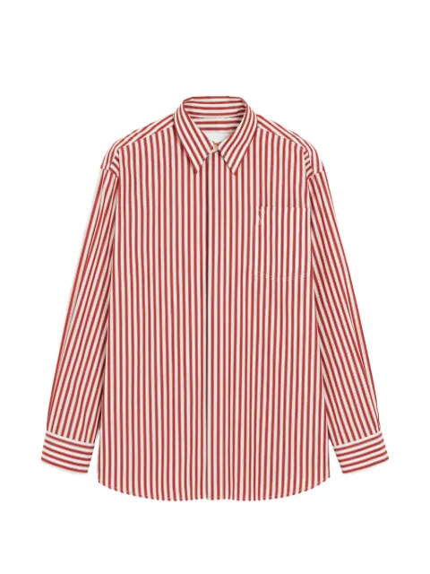 AMI Paris large striped shirt with embossed Ami de Coeur