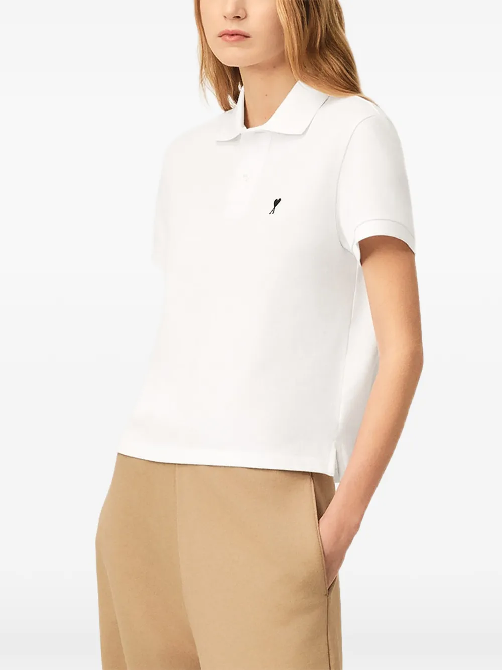 AMI Paris Katoenen poloshirt met Ami de Coeur Wit