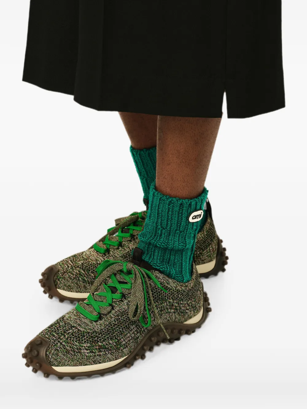 AMI Paris Wollen sokken met Ami-patch Groen
