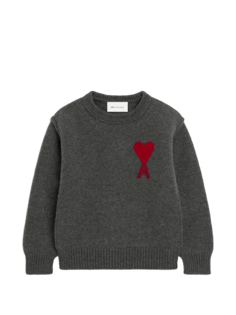 AMI Paris crewneck wool sweater with Ami de Coeur