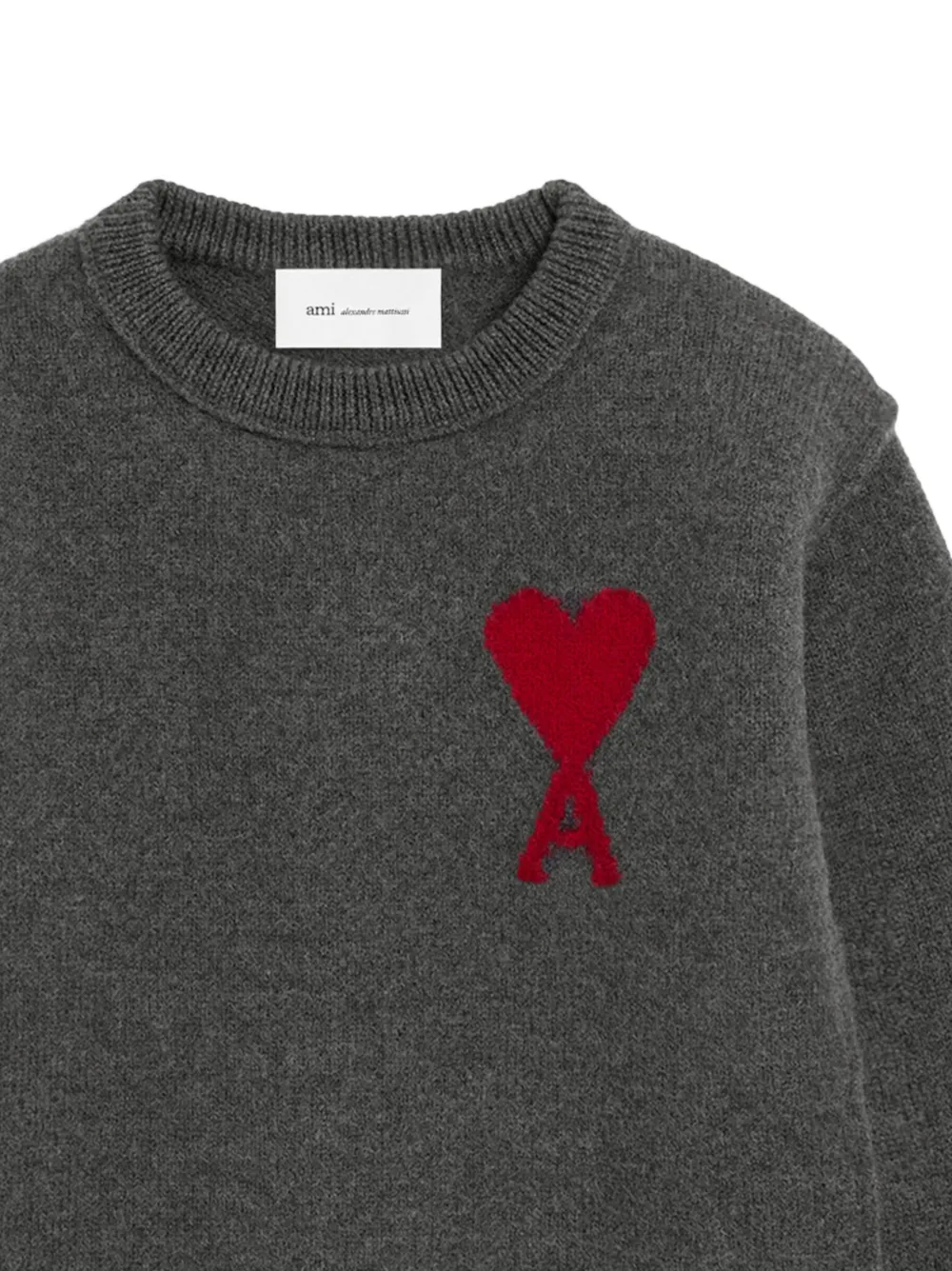 AMI Paris Ami De Coeur wollen trui met ronde hals Grijs
