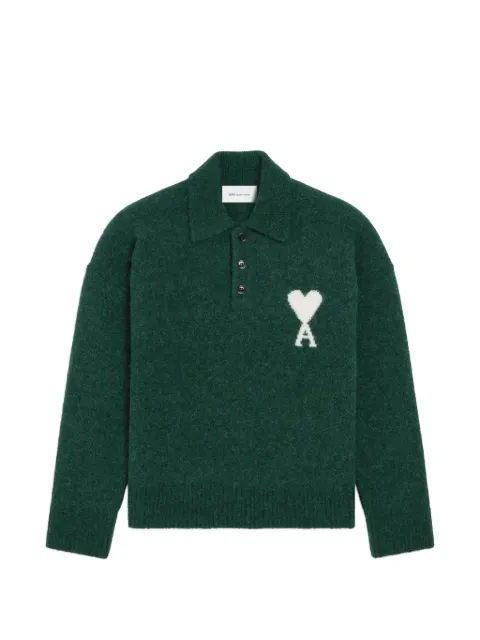 AMI Paris alpaca polo with Ami de Coeur