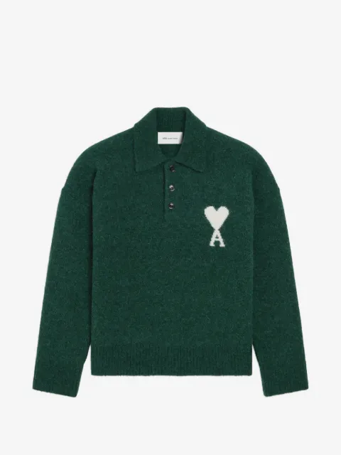 AMI Paris alpaca polo with Ami de Coeur