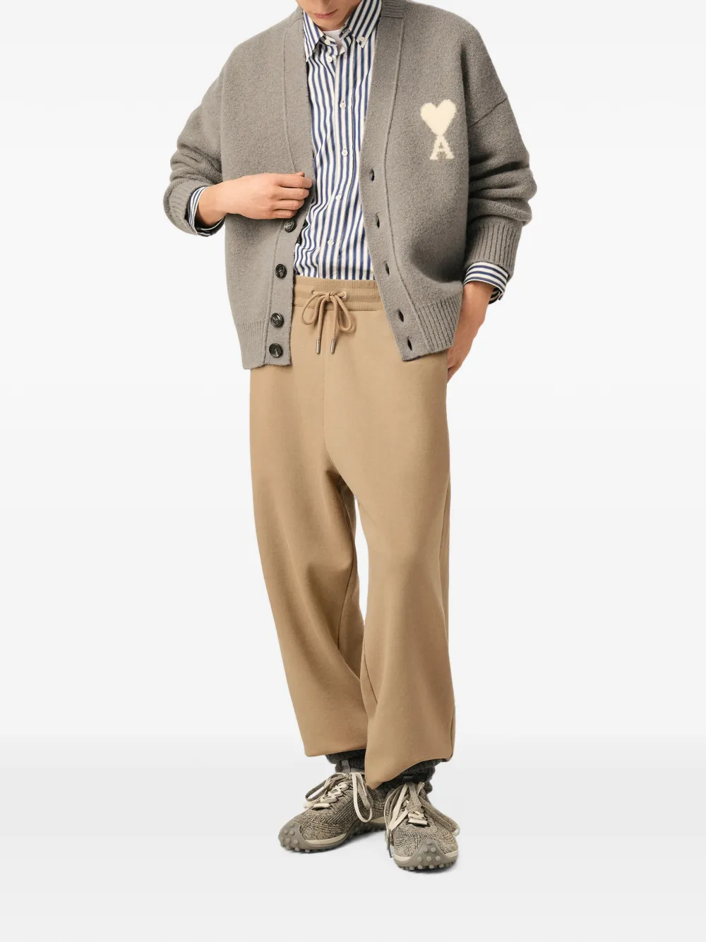 AMI Paris Katoenen trainingsbroek met Ami de Coeur Beige