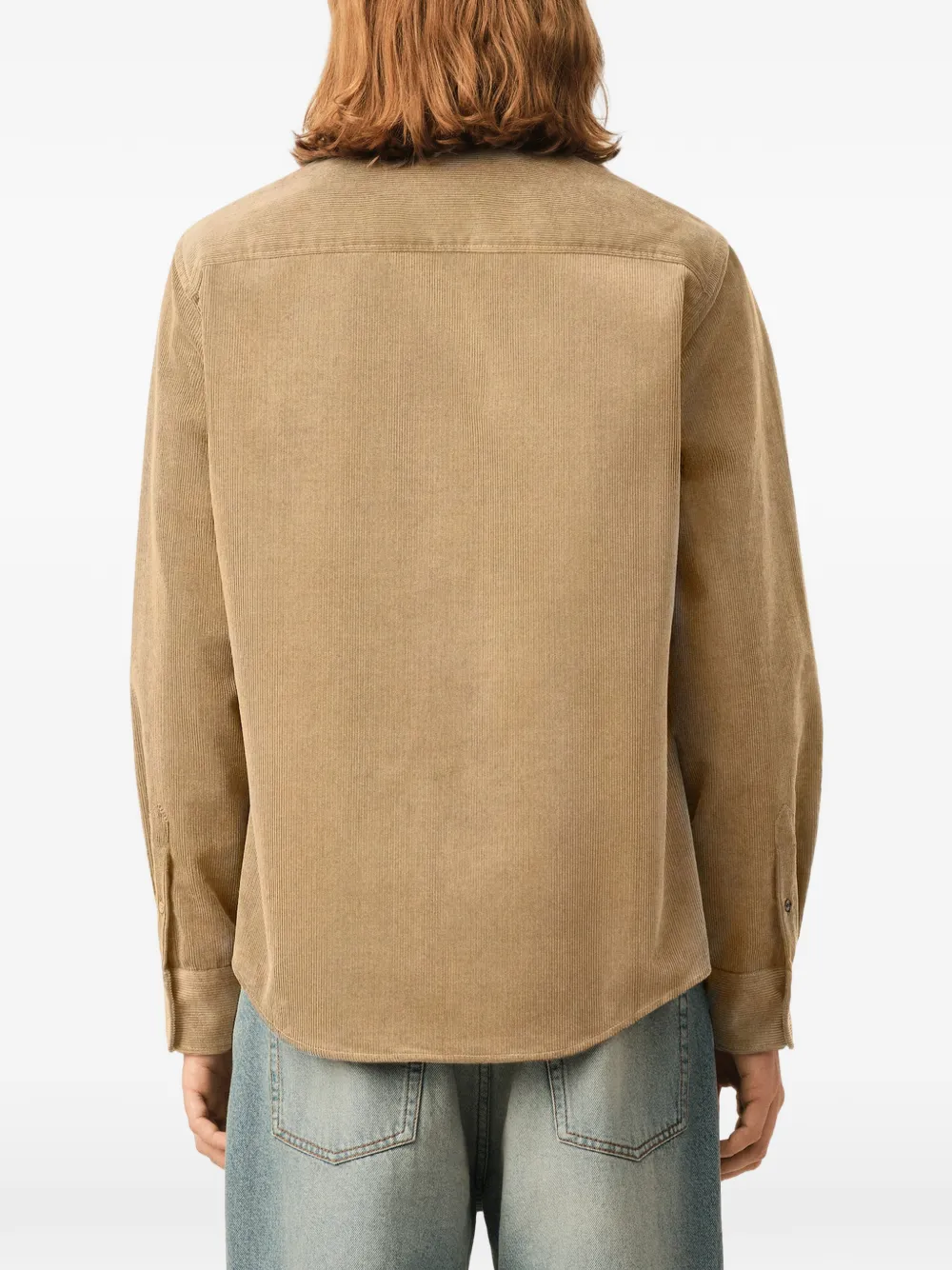 AMI Paris Ribfluwelen overhemd met Ami de Coeur Beige