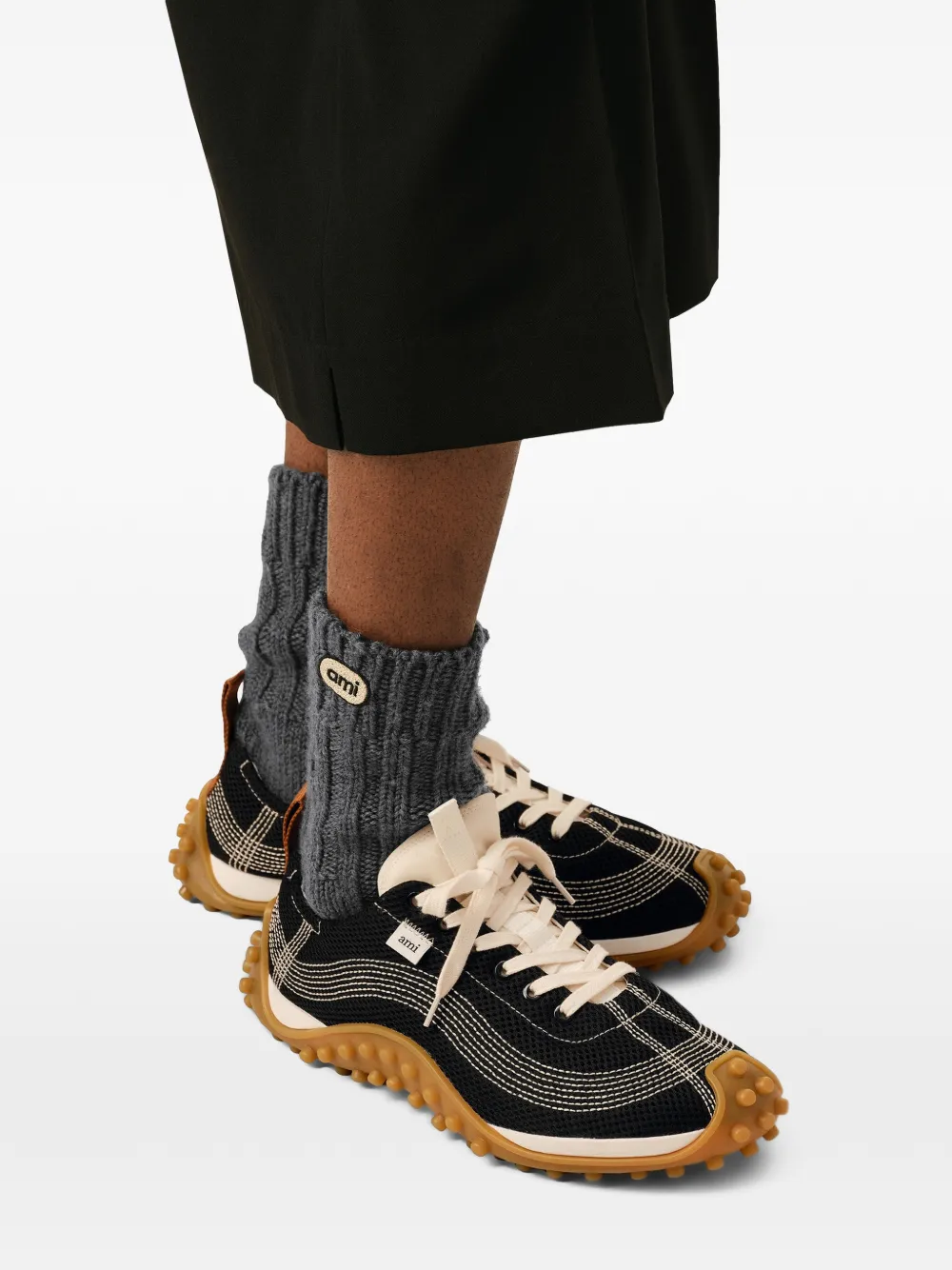 AMI Paris mesh Mirage sneakers Zwart