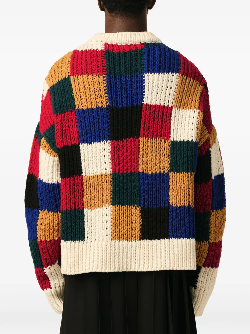AMI Paris Geruite wollen trui met ronde hals Rood