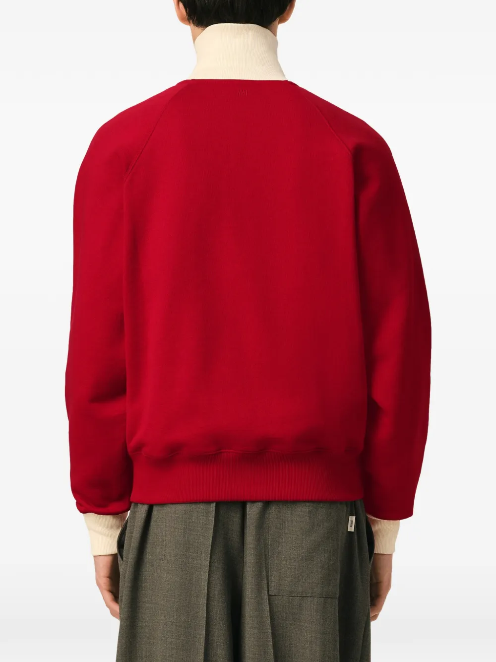 AMI Paris Katoenen sweater met rits en Ami de Coeur Rood