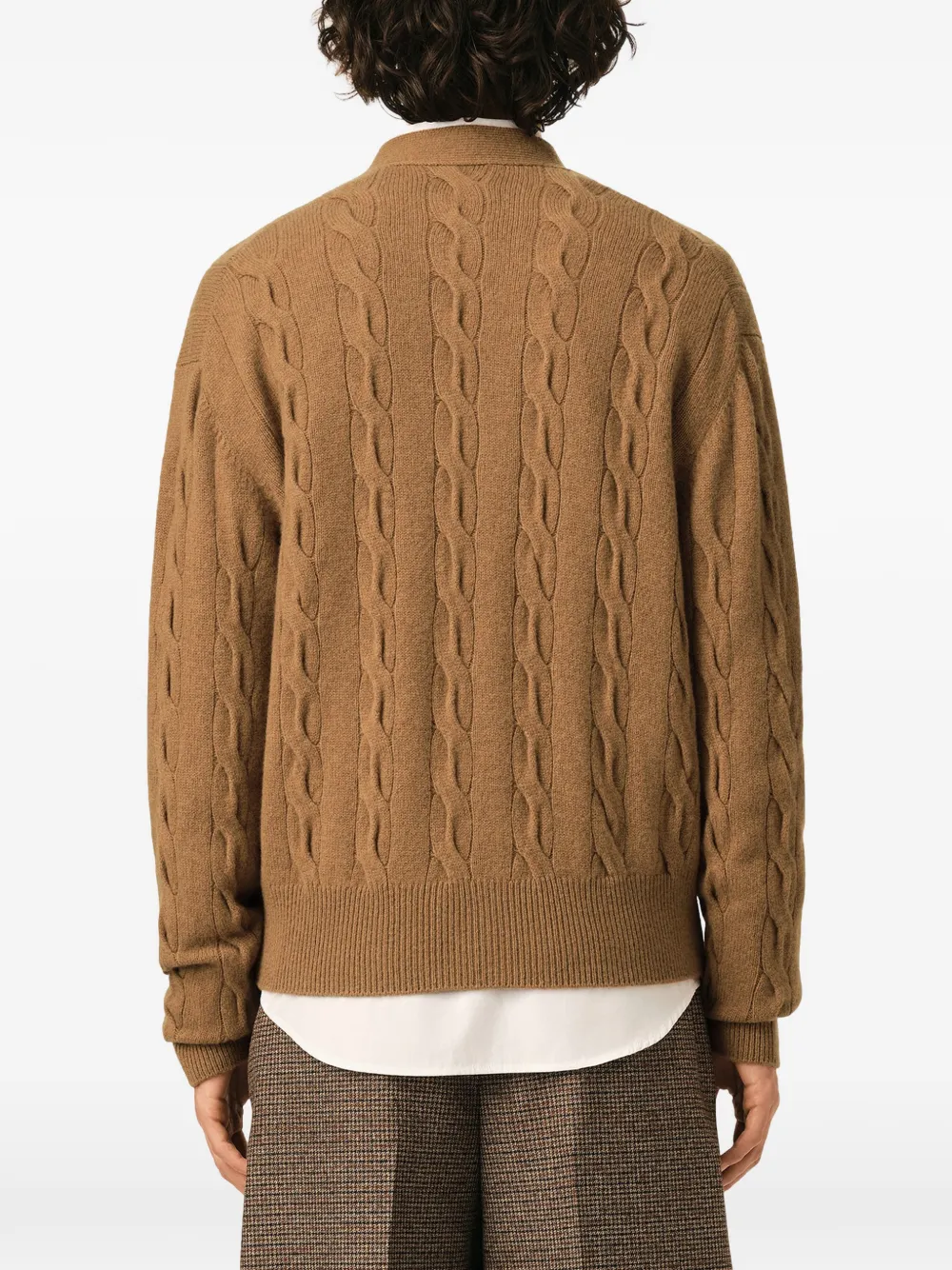 AMI Paris Bruin kabelgebreid wollen vest