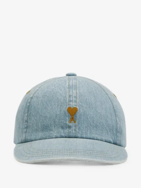 AMI Paris denim cotton cap with Ami de Coeur